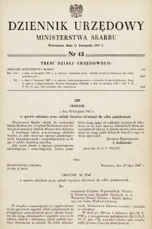 Dziennik Urzędowy Ministerstwa Skarbu. 1947, nr 43