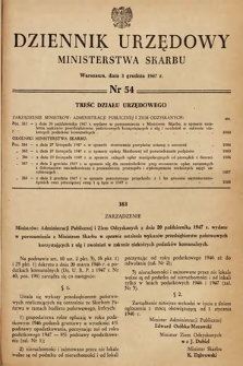 Dziennik Urzędowy Ministerstwa Skarbu. 1947, nr 54
