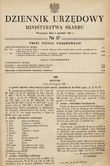 Dziennik Urzędowy Ministerstwa Skarbu. 1947, nr 57