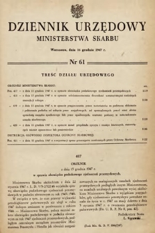 Dziennik Urzędowy Ministerstwa Skarbu. 1947, nr 61