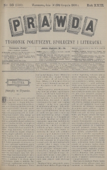 Prawda : tygodnik polityczny, społeczny i literacki. 1903, nr 35