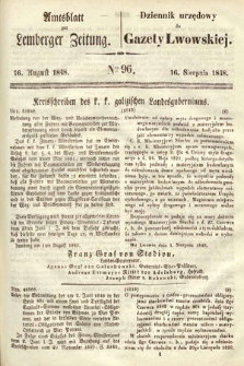 Amtsblatt zur Lemberger Zeitung = Dziennik Urzędowy do Gazety Lwowskiej. 1848, nr 96