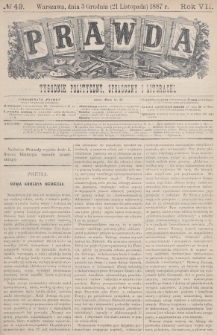 Prawda : tygodnik polityczny, społeczny i literacki. 1887, nr 49