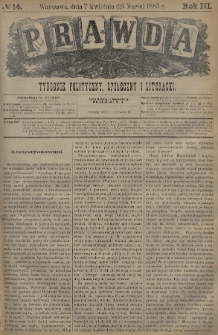 Prawda : tygodnik polityczny, społeczny i literacki. 1883, nr 14
