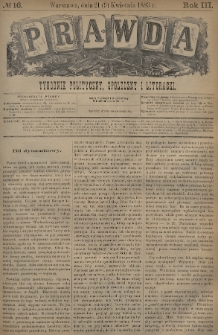 Prawda : tygodnik polityczny, społeczny i literacki. 1883, nr 16