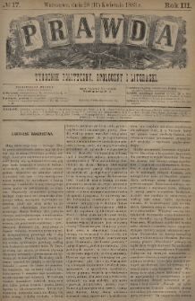 Prawda : tygodnik polityczny, społeczny i literacki. 1883, nr 17