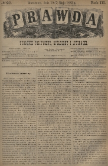 Prawda : tygodnik polityczny, społeczny i literacki. 1883, nr 20