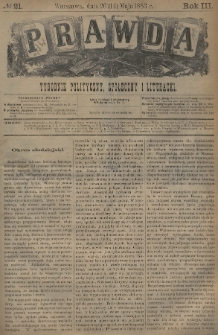 Prawda : tygodnik polityczny, społeczny i literacki. 1883, nr 21