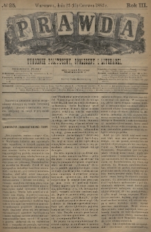 Prawda : tygodnik polityczny, społeczny i literacki. 1883, nr 25