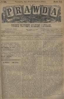 Prawda : tygodnik polityczny, społeczny i literacki. 1883, nr 26