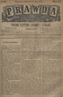 Prawda : tygodnik polityczny, społeczny i literacki. 1883, nr 30