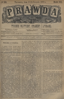 Prawda : tygodnik polityczny, społeczny i literacki. 1883, nr 33