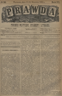 Prawda : tygodnik polityczny, społeczny i literacki. 1883, nr 38