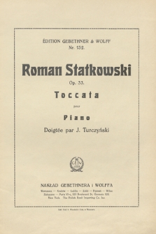 Toccata : pour piano : op. 33