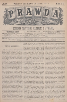 Prawda : tygodnik polityczny, społeczny i literacki. 1884, nr 9