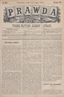 Prawda : tygodnik polityczny, społeczny i literacki. 1884, nr 29