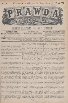 Prawda : tygodnik polityczny, społeczny i literacki. 1884, nr 32