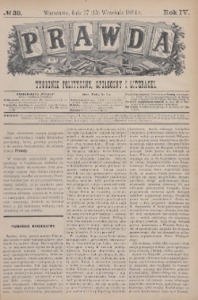 Prawda : tygodnik polityczny, społeczny i literacki. 1884, nr 39