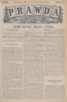 Prawda : tygodnik polityczny, społeczny i literacki. 1884, nr 42