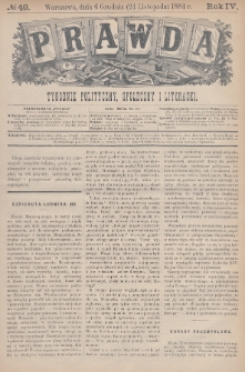Prawda : tygodnik polityczny, społeczny i literacki. 1884, nr 49