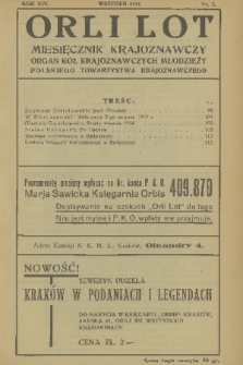 Orli Lot : miesięcznik krajoznawczy : organ Kół Krajoznawczych Młodzieży Polskiego Towarzystwa Krajoznawczego. R.14, 1933, nr 7