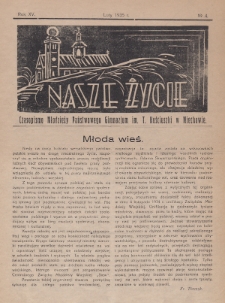 Nasze Życie : czasopismo młodzieży Państwowego Gimnazjum im. T. Kościuszki w Miechowie. 1935, nr 4