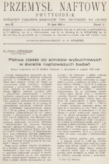 Przemysł Naftowy : dwutygodnik wydawany nakładem Krajowego Towarzystwa Naftowego we Lwowie. R.9, 1934, Zeszyt 14
