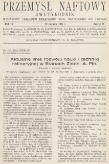 Przemysł Naftowy : dwutygodnik wydawany nakładem Krajowego Towarzystwa Naftowego we Lwowie. R.9, 1934, Zeszyt 15