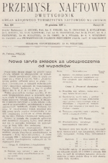 Przemysł Naftowy : dwutygodnik : organ Krajowego Towarzystwa Naftowego we Lwowie. R.12, 1937, Zeszyt 24