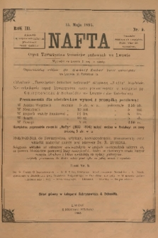 Nafta : organ Towarzystwa Techników Naftowych we Lwowie. R.3, 1895, nr 9 + wkładka