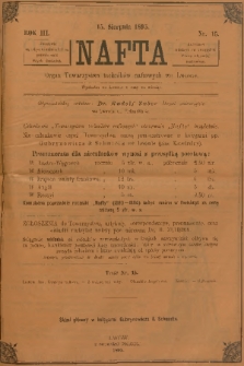 Nafta : organ Towarzystwa Techników Naftowych we Lwowie. R.3, 1895, nr 15