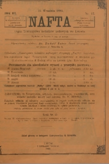 Nafta : organ Towarzystwa Techników Naftowych we Lwowie. R.3, 1895, nr 17