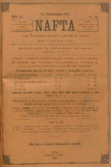 Nafta : organ Towarzystwa Techników Naftowych we Lwowie. R.3, 1895, nr 19