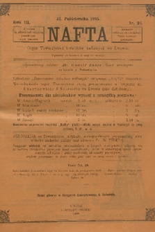 Nafta : organ Towarzystwa Techników Naftowych we Lwowie. R.3, 1895, nr 20