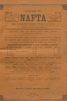 Nafta : organ Towarzystwa Techników Naftowych we Lwowie. R.3, 1895, nr 22 + wkładka