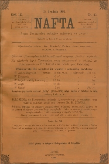 Nafta : organ Towarzystwa Techników Naftowych we Lwowie. R.3, 1895, nr 23