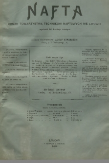 Nafta : organ Towarzystwa Techników Naftowych we Lwowie. R.4, 1896, Zeszyt 2 + dod.