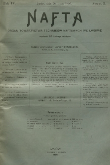 Nafta : organ Towarzystwa Techników Naftowych we Lwowie. R.4, 1896, Zeszyt 3