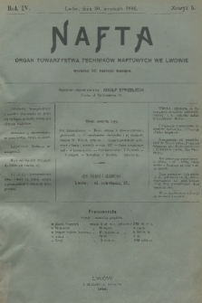 Nafta : organ Towarzystwa Techników Naftowych we Lwowie. R.4, 1896, Zeszyt 5 + wkładka