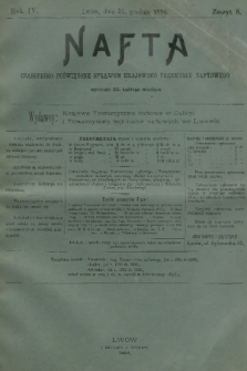 Nafta : czasopismo poświęcone sprawom krajowego przemysłu naftowego. R.4, 1896, Zeszyt 8 + wkładka
