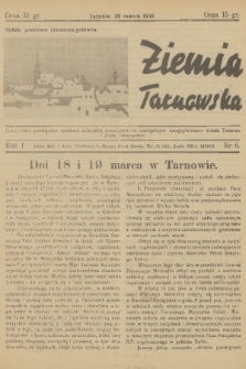 Ziemia Tarnowska : czasopismo poświęcone sprawom kulturalno-społecznym ze szczególnym uwzględnieniem miasta Tarnowa i Ziemi Tarnowskiej. R.1, 1938, nr 6