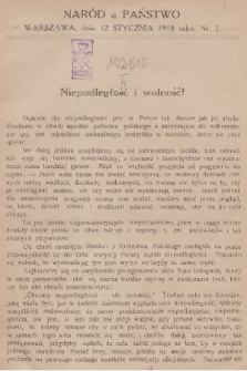 Naród a Państwo. 1918, nr 2