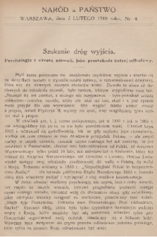 Naród a Państwo. 1918, nr 4