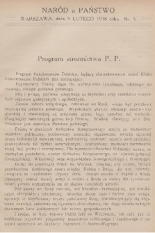 Naród a Państwo. 1918, nr 5