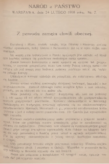 Naród a Państwo. 1918, nr 7