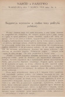 Naród a Państwo. 1918, nr 8
