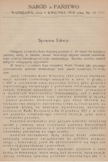 Naród a Państwo. 1918, nr 11