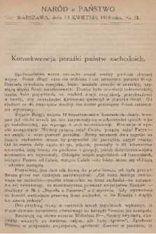 Naród a Państwo. 1918, nr 12