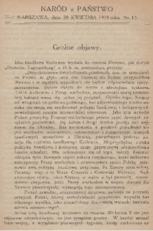 Naród a Państwo. 1918, nr 13