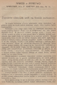 Naród a Państwo. 1918, nr 14